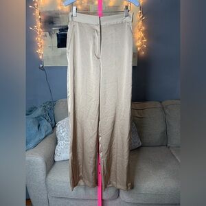 H&M Taupe Wide Leg Dress Pants Size 6 High Waisted Trouser